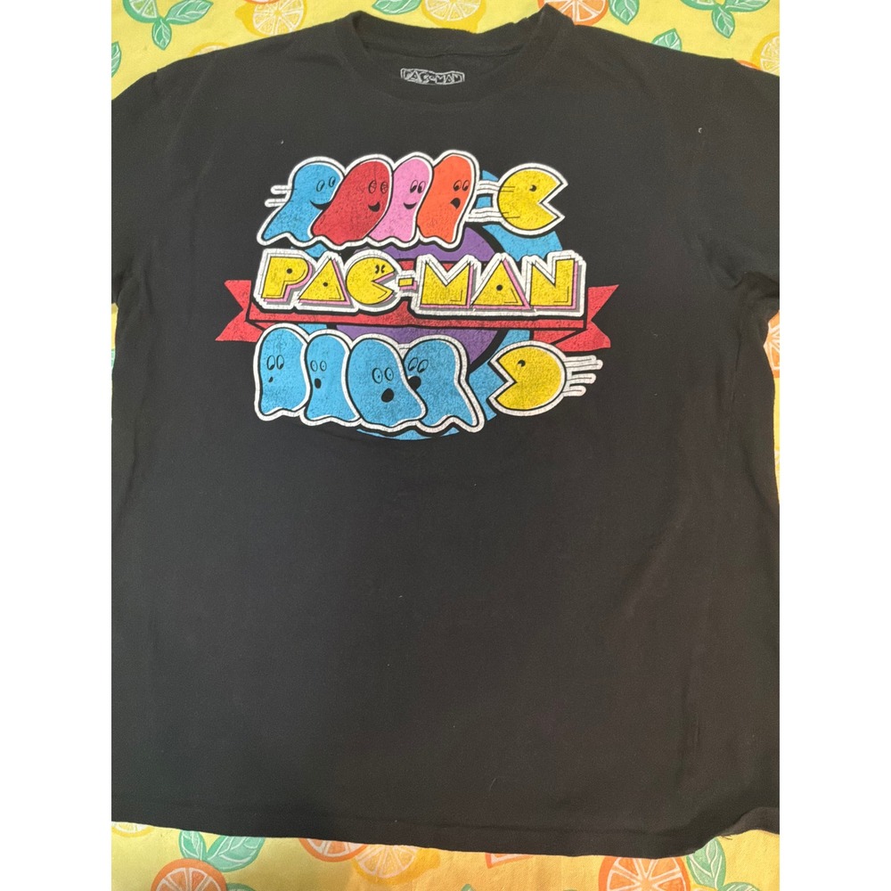 Retro Gamer Mens Pac-Man Graphic T-Shirt Large Black